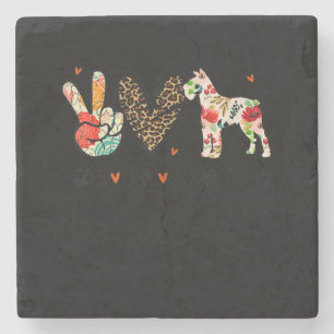 Peace Love Schnauzer Funny Gift Dog Lover Stone Coaster