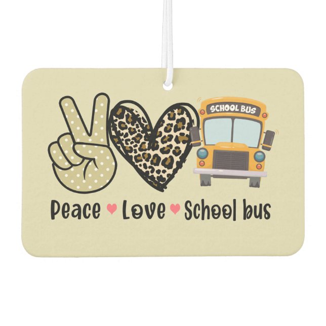 Peace, Love, School Bus Air Freshener (Front)