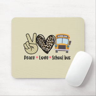 Peace, Love, School Bus Mouse Pad