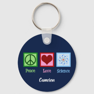 Peace Love Science Keychain