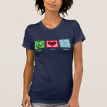 Peace Love Science T-Shirt<br><div class="desc">Cool gift for a science teacher,  scientist,  or just a geek that love to learn about how the world works. Cute Peace Love Science design with a peace sign,  heart,  and atom model.</div>