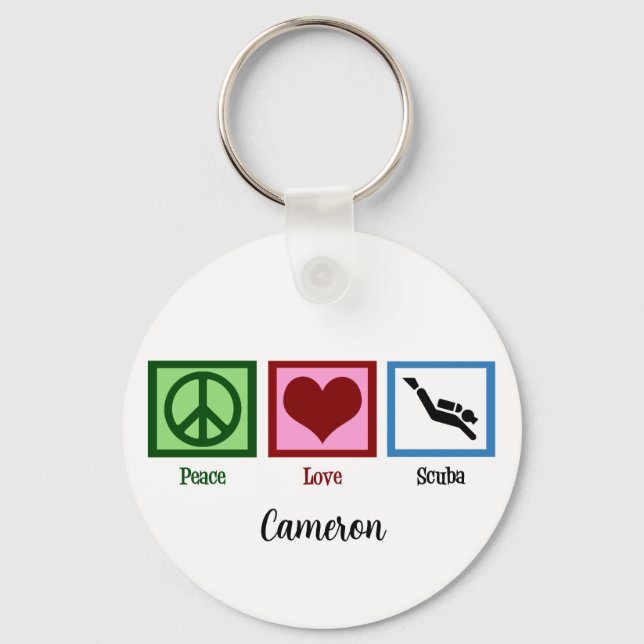 Peace Love Scuba Diving Keychain (Front)