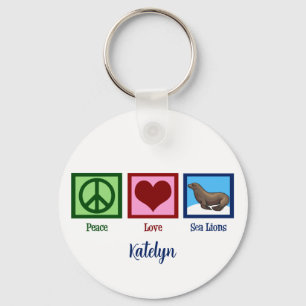 Peace Love Sea Lions Keychain