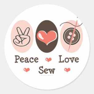 Peace Love Sew Sewing Stickers