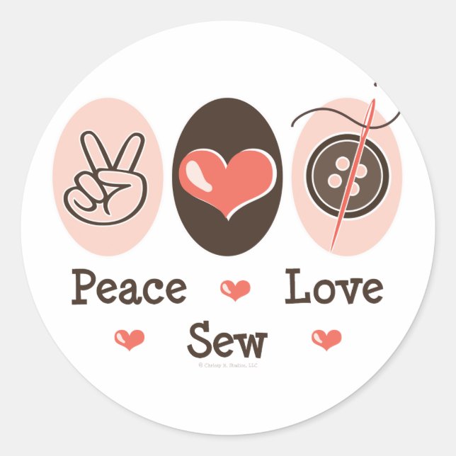 Peace Love Sew Sewing Stickers (Front)