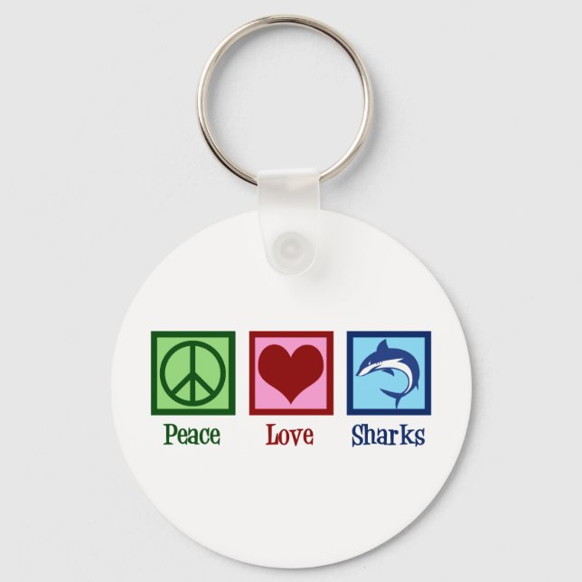Peace Love Sharks Keychain (Front)