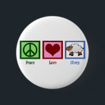 Peace Love Sheep 2 Inch Round Button<br><div class="desc">A pretty sheep design for a farm girl. A peace sign,  heart,  and a cute baby sheep. Baa!</div>
