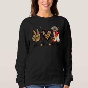 Peace Love Shih Tzu Scarf Leopard Fall Autumn Than Sweatshirt