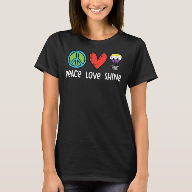 Peace Love Shine Nonbinary Non Binary Enby Nb Flag T-Shirt (Front)