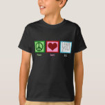 Peace Love Sign Language Kids T-Shirt<br><div class="desc">A peace sign, heart, and the ASL alphabet of hands. Great kids t-shirt for the deaf community or an American Sign Language interpreter.</div>