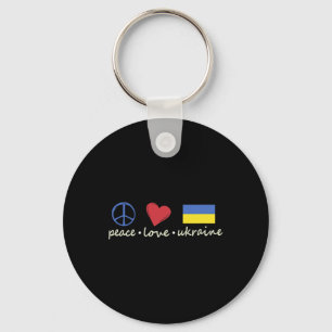 Peace Love Sign Ukraine Colors Retro Vintage Look Keychain