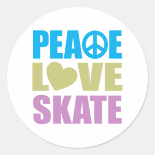 Peace Love Skate Classic Round Sticker