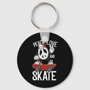 Peace Love Skate Funny Skater Skateboard And Skate Keychain