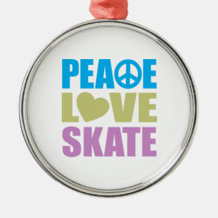 Peace Love Skate Metal Ornament