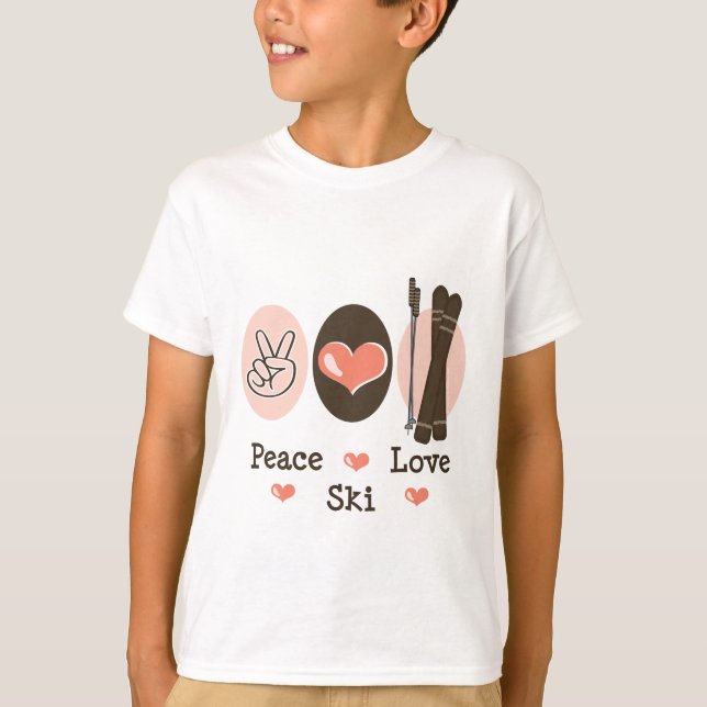 Peace Love Ski Kids Sweatshirt T-Shirt (Front)