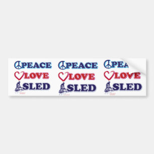 Peace-Love-Sled-on-Dark Bumper Sticker