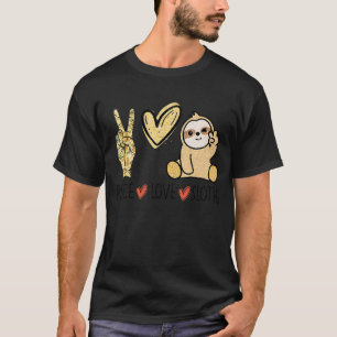 Peace Love Sloths Hand Sign Heart Funny Sloth Hand T-Shirt