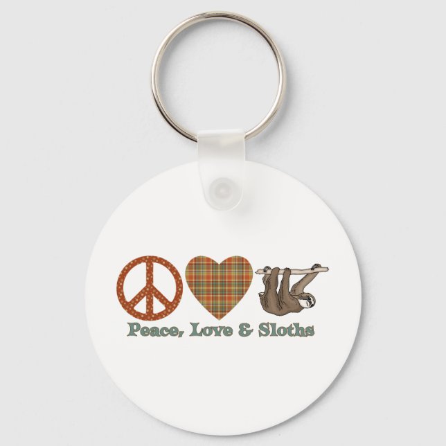 Peace, Love & Sloths Keychain (Front)
