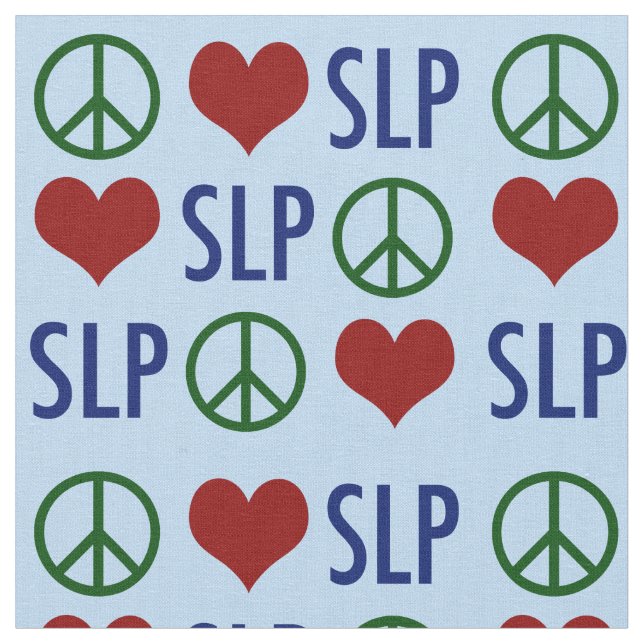 Peace Love SLP Speech Language Pathology Fabric (Close Up)
