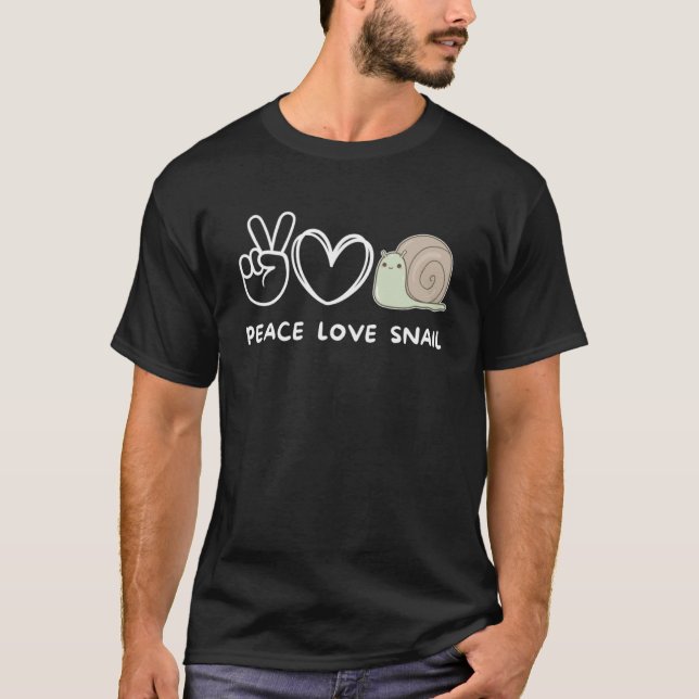 Peace Love Snail Retro Snail T-Shirt (Front)