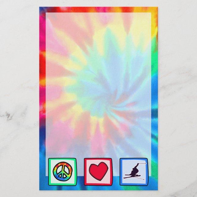 Peace, Love, Snow Skiing Stationery (Front)
