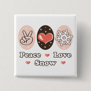 Peace Love Snow Snowflake Button