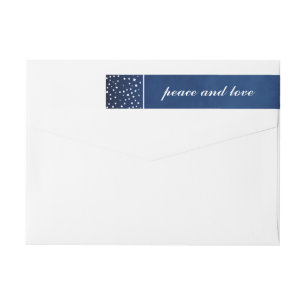 Peace Love Snow Stars Navy Blue Christmas Holiday Wrap Around Label