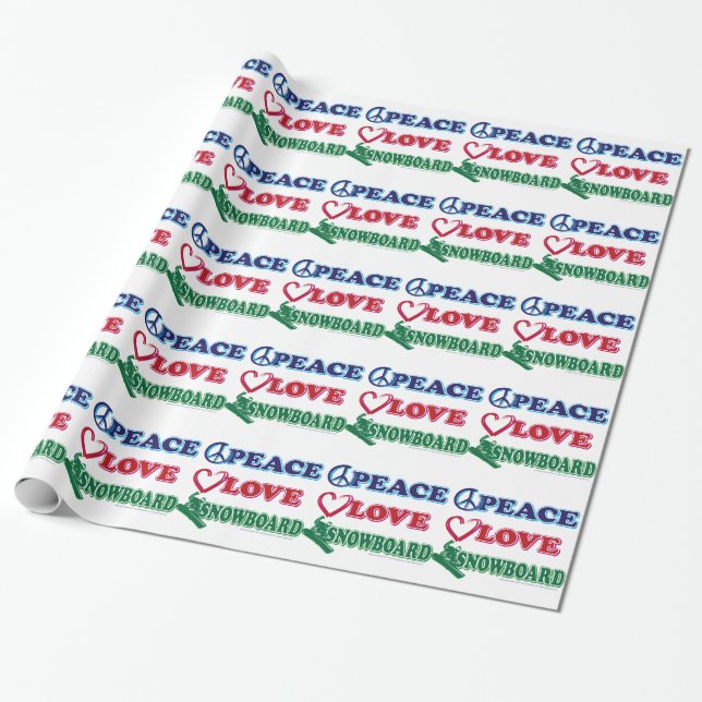 Peace, Love, Snowboard Wrapping Paper (Unrolled)