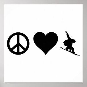 Peace Love Snowboarding Poster