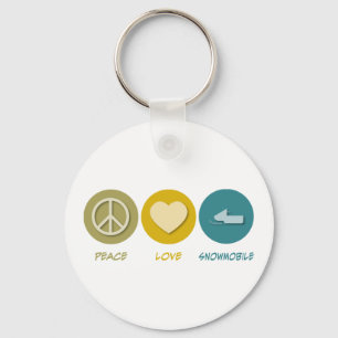 Peace Love Snowmobile Keychain