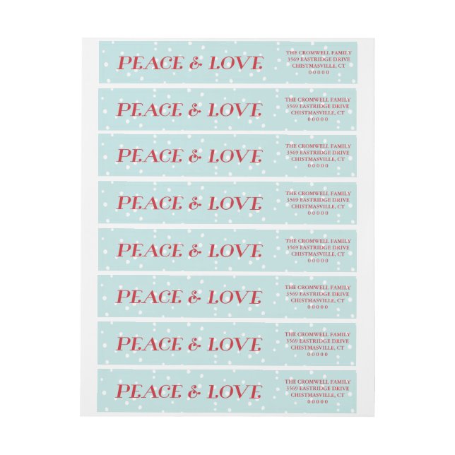 Peace & Love Snowy Day Holiday Wrap Around Label (Sheet)