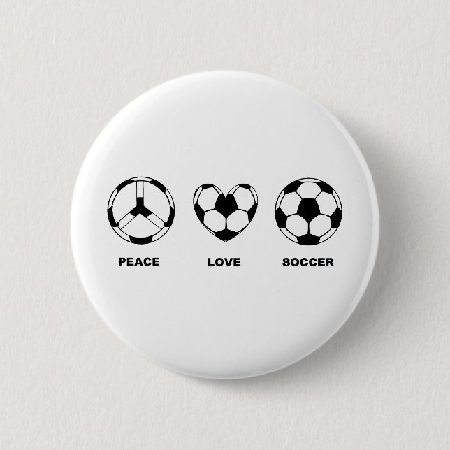 Peace Love Soccer 2 Inch Round Button (Front)