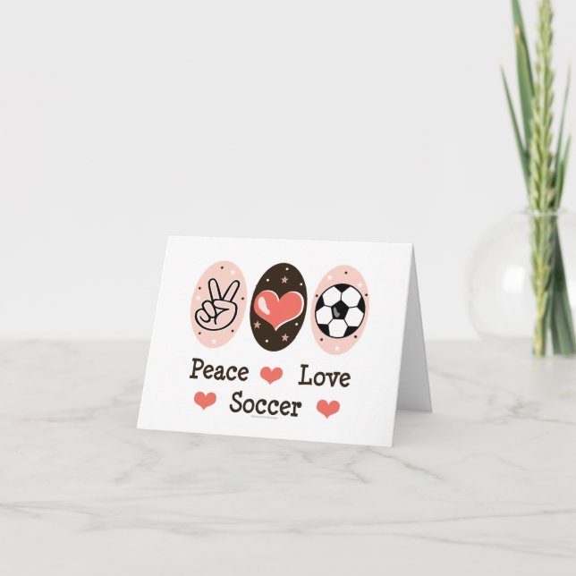 Peace Love Soccer Blank Note Card (Front)