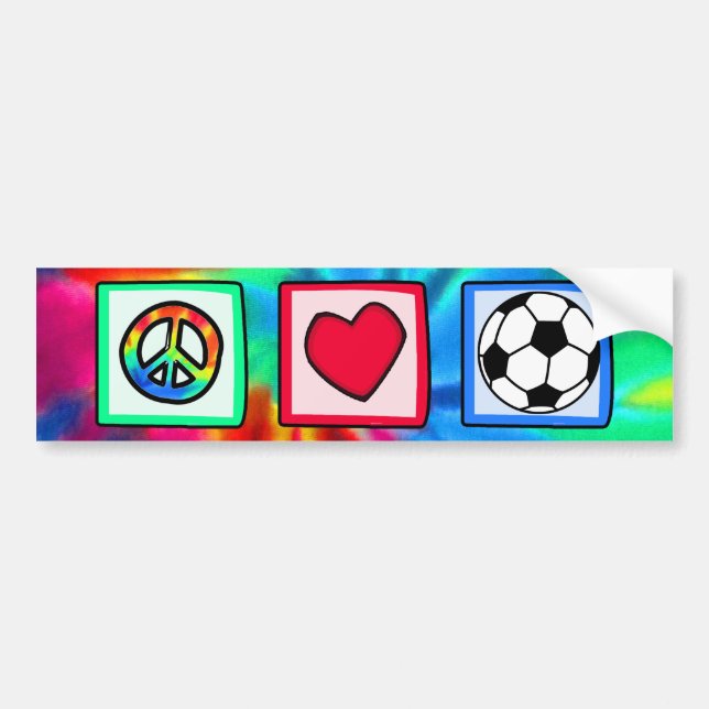 Peace, Love, Soccer Bumper Sticker (Front)