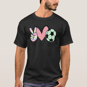 Peace Love Soccer Cute Design For Women Teen Girls T-Shirt