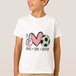 Peace Love Soccer Cute Pastel For Women Teen Girls T-Shirt
