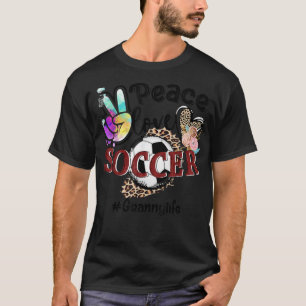 Peace Love Soccer Granny Life Mom Grandma Leopard  T-Shirt