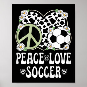 Peace Love Soccer Lover Cow Print Women Girls Cute