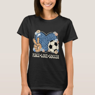Peace Love Soccer Lover Outfit Cheetah Print Women T-Shirt