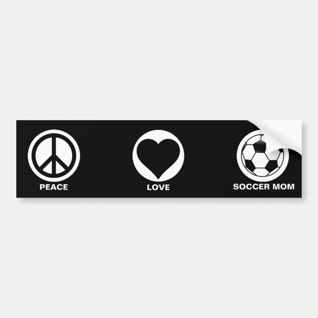Peace/Love/Soccer Mom Bumper Sticker (Front)