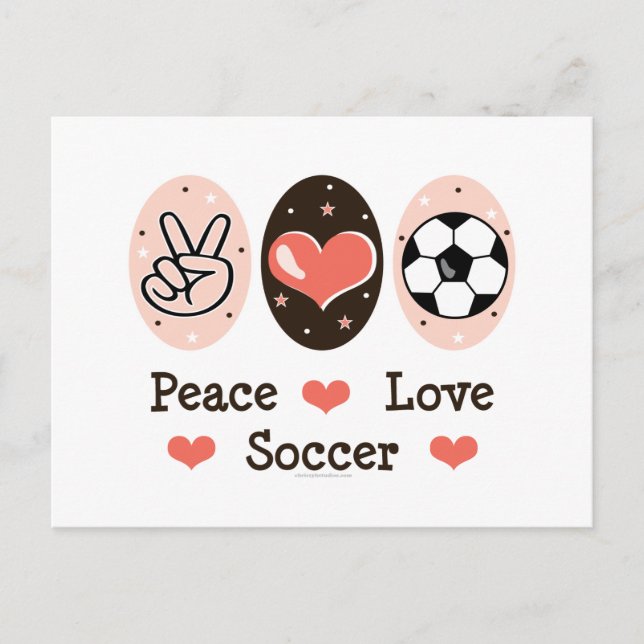 Peace Love Soccer Postcard (Front)