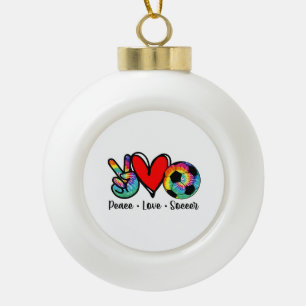Peace Love Soccer Tie Dye Design Women Teen Girls Ceramic Ball Christmas Ornament