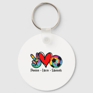 Peace Love Soccer Tie Dye Design Women Teen Girls  Keychain
