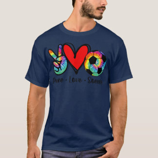 Peace Love Soccer Tie Dye Design Women Teen Girls  T-Shirt