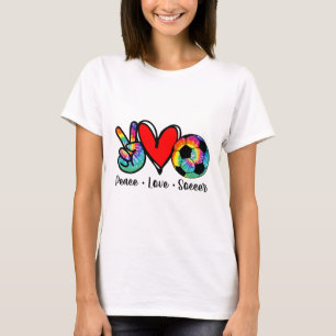 Peace Love Soccer Tie Dye Design Women Teen Girls T-Shirt