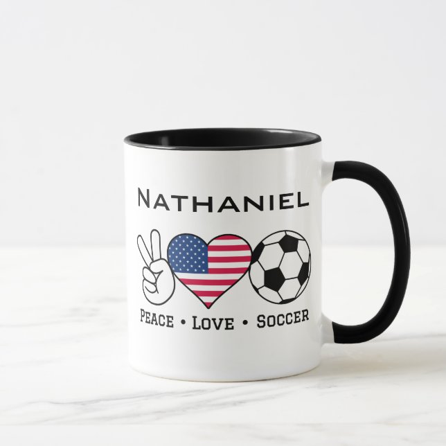 Peace Love Soccer USA Mug (Right)