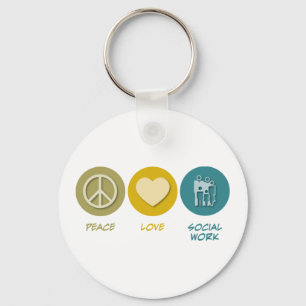 Peace Love Social Work Keychain