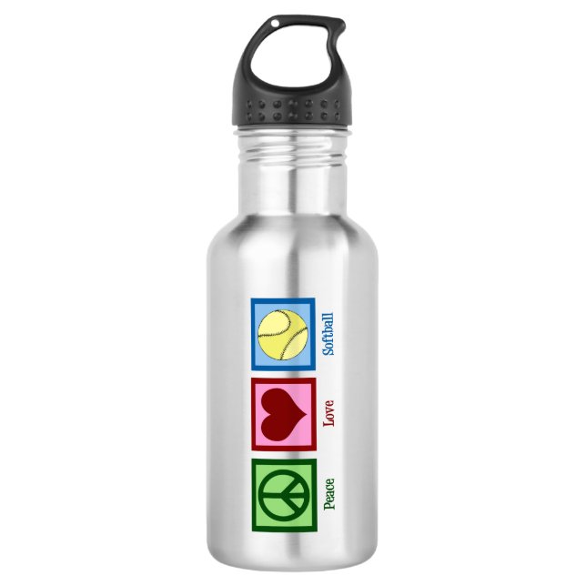 Peace Love Softball 532 Ml Water Bottle (Front)