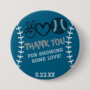 Peace Love Softball Birthday 3 Inch Round Button
