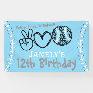 Peace Love Softball Birthday Banner